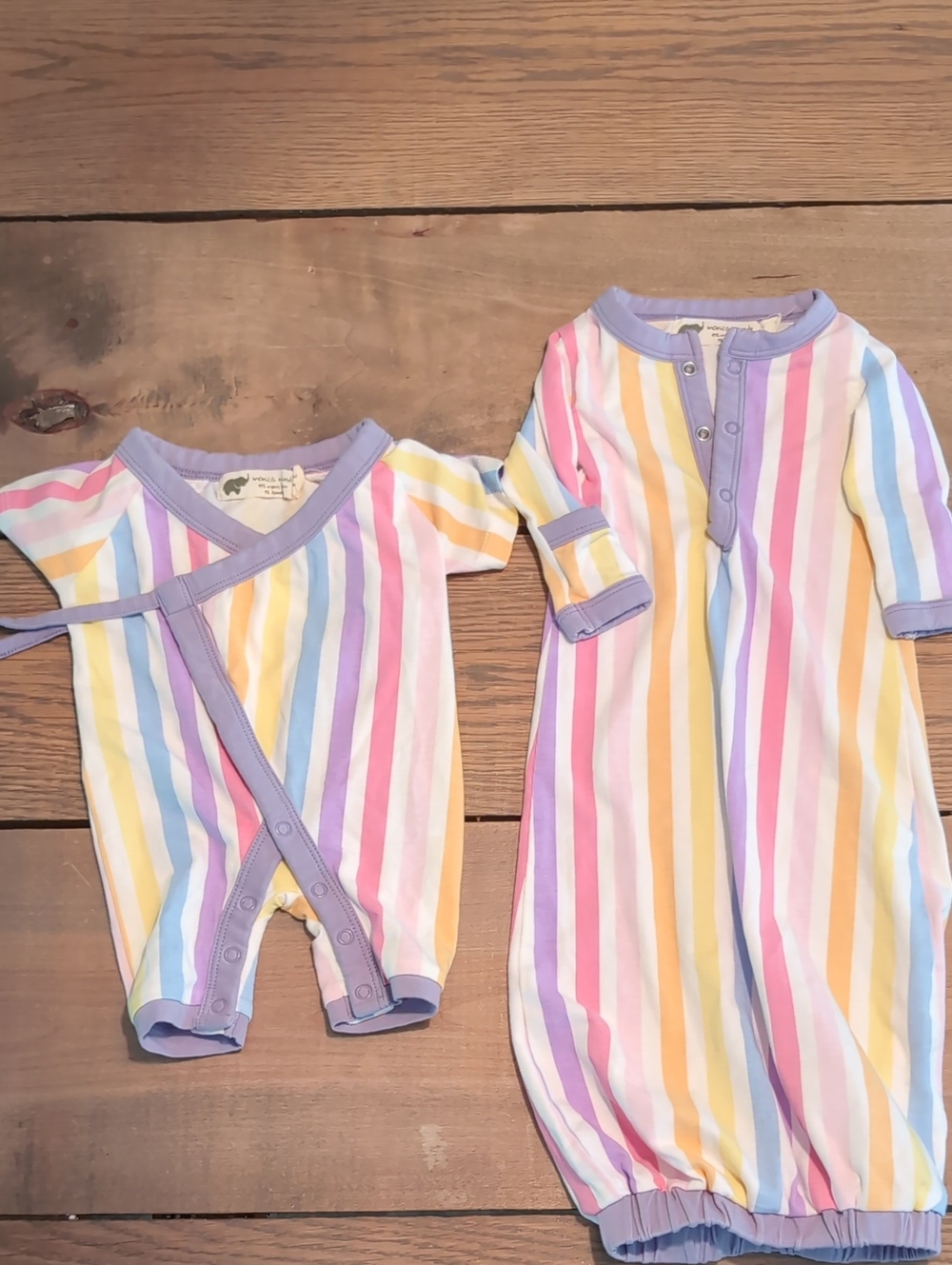 Monica & Andy Newborn Rainbow striped Romper and Gown